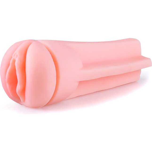 Телесный мастурбатор-вагина в черной колбе с вибрацией. Фотография 2.