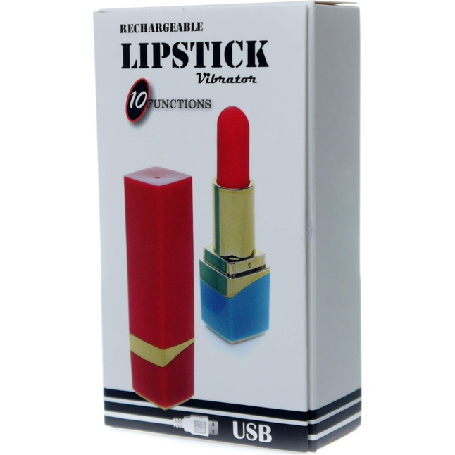 Красный мини-вибратор в форме помады. Фотография 4.