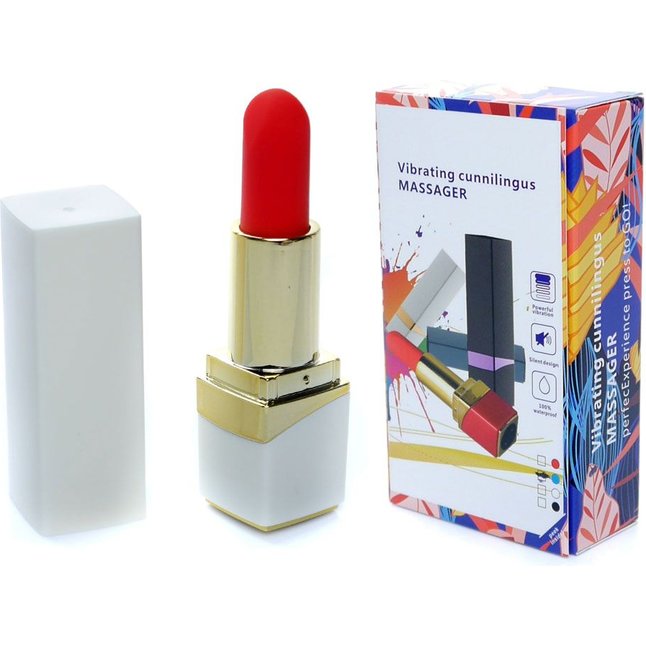 Белый мини-вибратор в форме помады. Фотография 2.