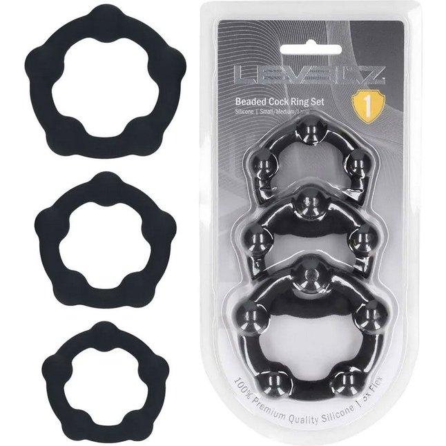 Набор из 3 эрекционных колец Beaded Silicone Cockring Set - Levelz. Фотография 2.