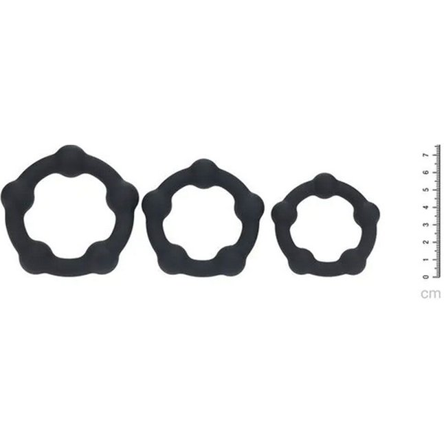 Набор из 3 эрекционных колец Beaded Silicone Cockring Set - Levelz. Фотография 3.