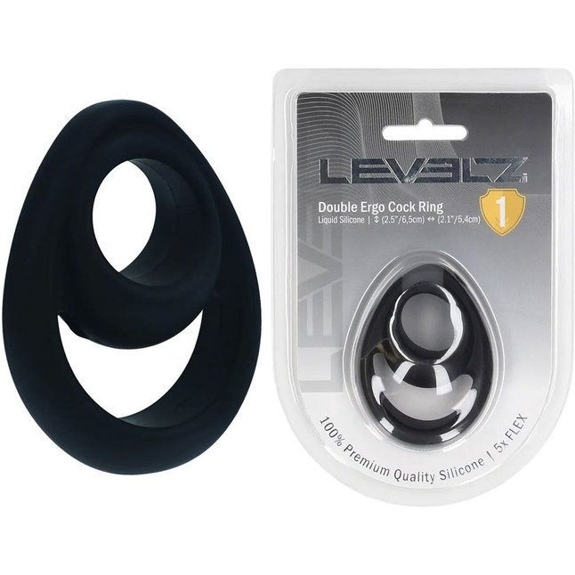 Черное эрекционное кольцо Double Ergo Silicone Cockring - Levelz. Фотография 3.