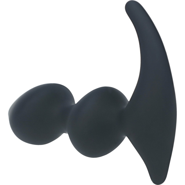 Черная анальная пробка для массажа простаты Double Ripple Silicone Prostate Massager - Levelz. Фотография 4.