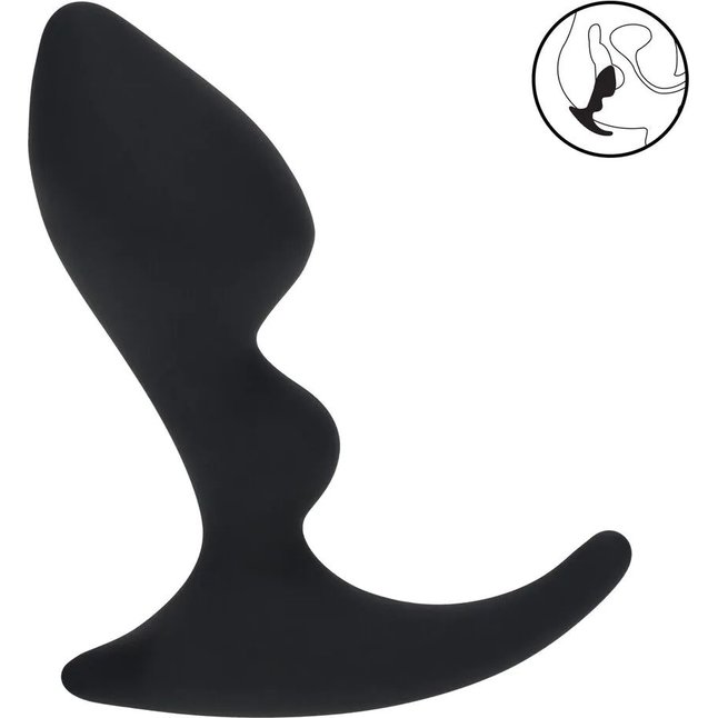 Черная анальная пробка для массажа простаты Double Ripple Silicone Prostate Massager - Levelz