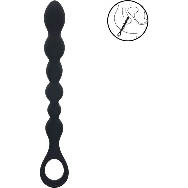 Черная силиконовая цепочка Beaded Snake Silicone Anal Probe with Loop - 26 см - Levelz