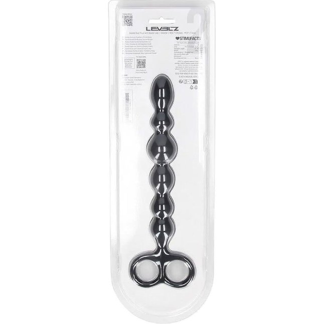 Черная анальная цепочка Beaded Silicone Anal Probe with Double Loop - 24 см - Levelz. Фотография 4.