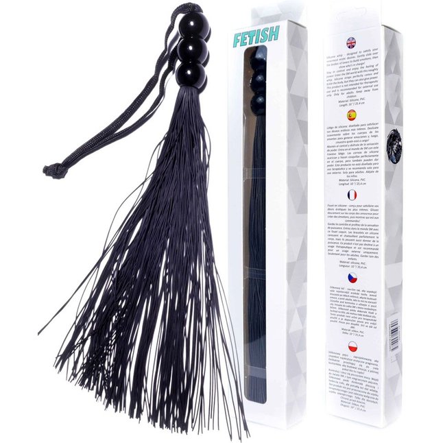 Черная силиконовая плетка - 25,4 см. Фотография 3.