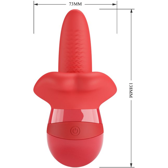 Красный вибратор с подвижным язычком Obelia - Pretty Love. Фотография 8.