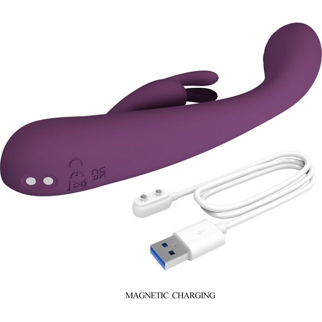 Фиолетовый вибратор со стимулятором клитора Emma - 15,8 см - Pretty Love. Фотография 7.