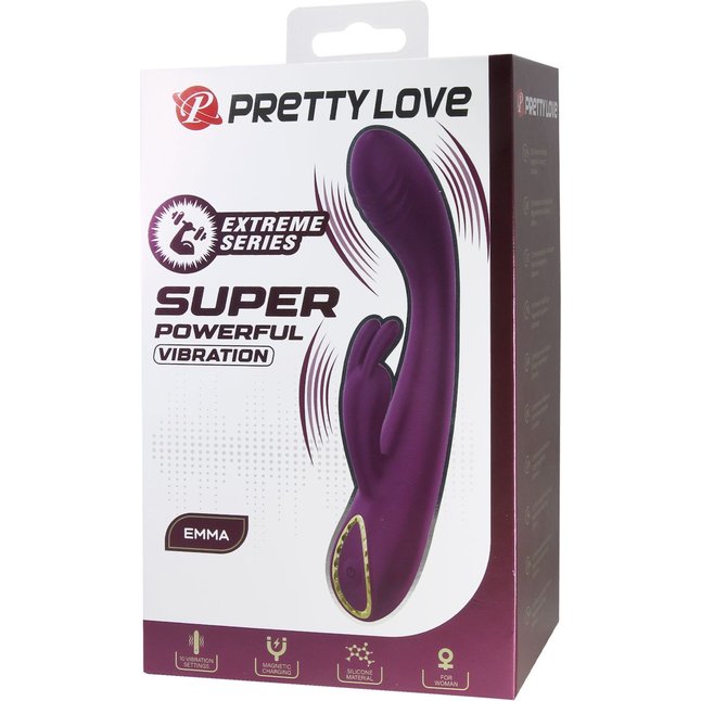 Фиолетовый вибратор со стимулятором клитора Emma - 15,8 см - Pretty Love. Фотография 8.