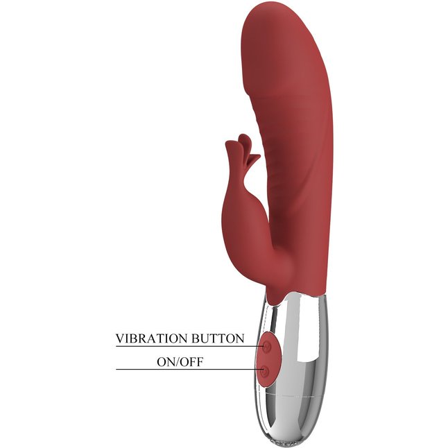 Красный вибратор со стимулятором клитора Rasmussen - 19,8 см - Pretty Love. Фотография 7.