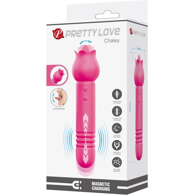 Розовый двусторонний вибратор Chaley - Pretty Love. Фотография 9.