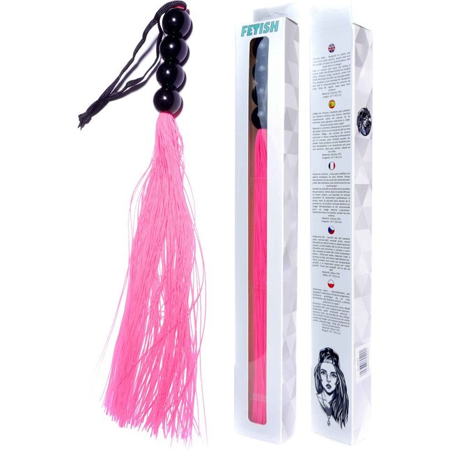 Розовая силиконовая плеть - 35,5 см. Фотография 3.