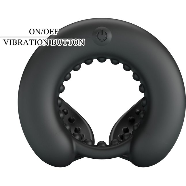Черное эрекционное виброкольцо Quentin - Pretty Love. Фотография 8.