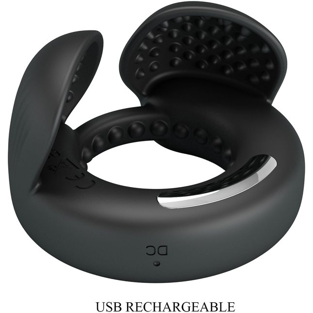 Черное эрекционное виброкольцо Quentin - Pretty Love. Фотография 9.