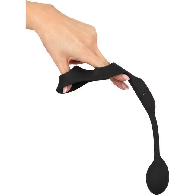 Черное виброкольцо с анальной пробкой Cock Ring with RC Butt Plug - You2Toys. Фотография 5.