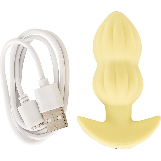 Желтая анальная пробка с вибрацией Cuties Vibrating Mini Butt Plug - 8 см - Cuties. Фотография 9.