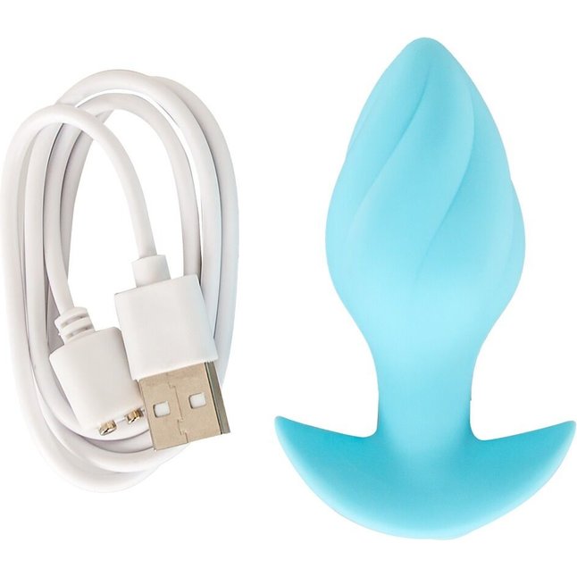 Голубая анальная пробка с вибрацией Cuties Vibrating Mini Butt Plug - 8 см - Cuties. Фотография 8.