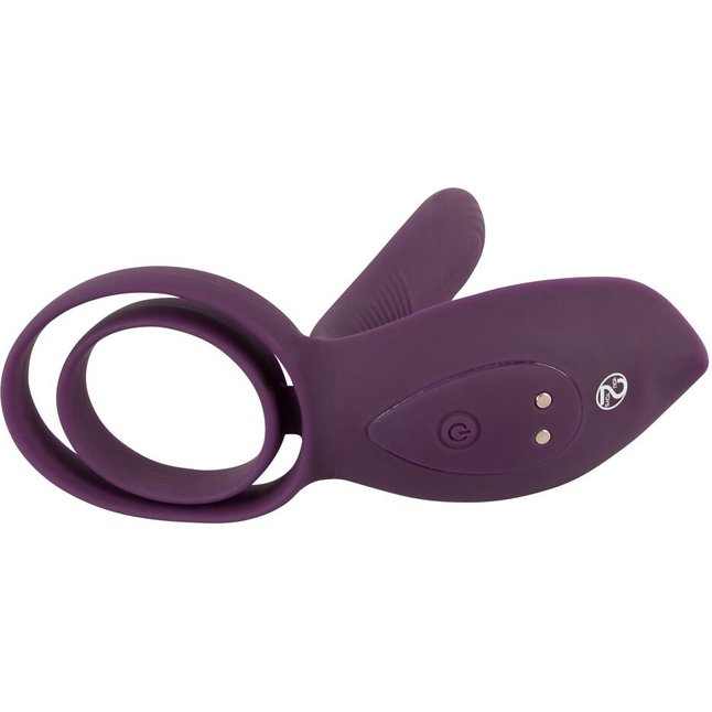Фиолетовая насадка на член с клиторальным отростком и пультом ДУ RC Couple’s Vibrator 2 - Couples Choice. Фотография 5.