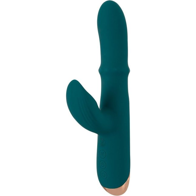 Зеленый вибратор-кролик с подвижным кольцом Thumping Rabbit Vibrator - 22,7 см - You2Toys. Фотография 5.
