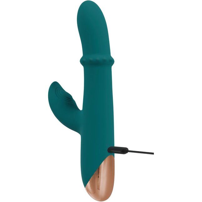 Зеленый вибратор-кролик с подвижным кольцом Thumping Rabbit Vibrator - 22,7 см - You2Toys. Фотография 8.