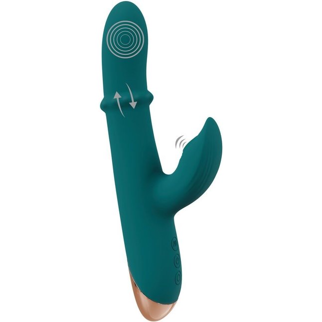 Зеленый вибратор-кролик с подвижным кольцом Thumping Rabbit Vibrator - 22,7 см - You2Toys. Фотография 10.