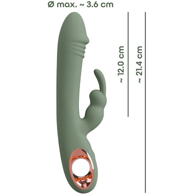 Оливковый вибратор-кролик Slim Rabbit Olive - 21,4 см - You2Toys. Фотография 11.