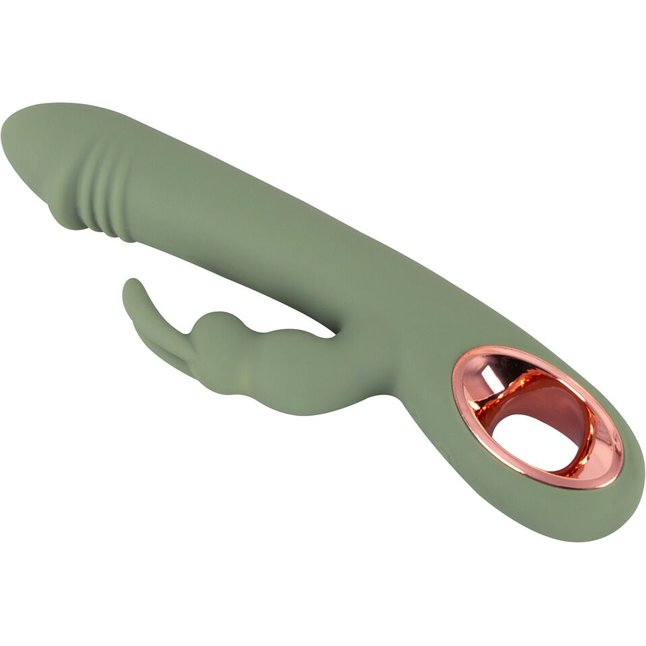 Оливковый вибратор-кролик Slim Rabbit Olive - 21,4 см - You2Toys. Фотография 6.