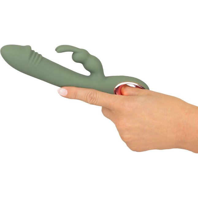 Оливковый вибратор-кролик Slim Rabbit Olive - 21,4 см - You2Toys. Фотография 7.
