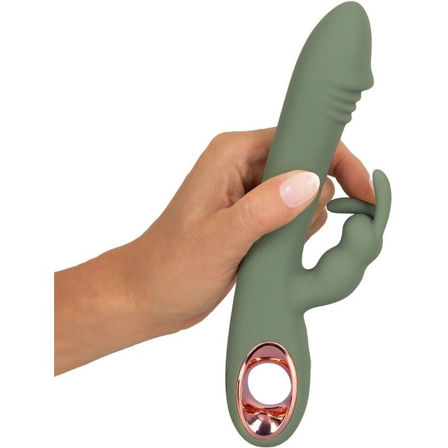 Оливковый вибратор-кролик Slim Rabbit Olive - 21,4 см - You2Toys. Фотография 8.