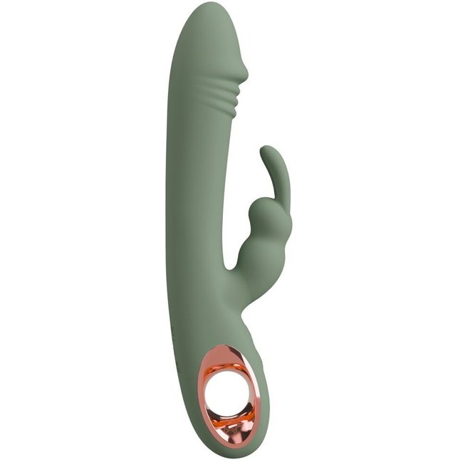 Оливковый вибратор-кролик Slim Rabbit Olive - 21,4 см - You2Toys