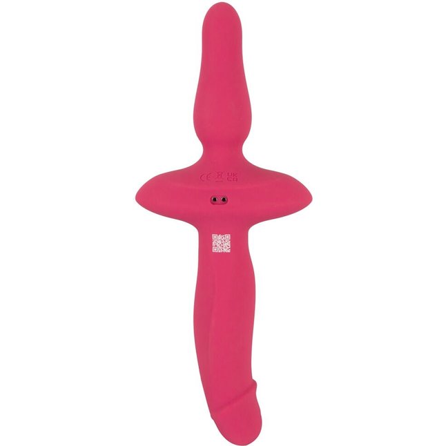 Розовый двусторонний вибратор 2in1 Vibrator Butt Plug - Couples Choice. Фотография 4.