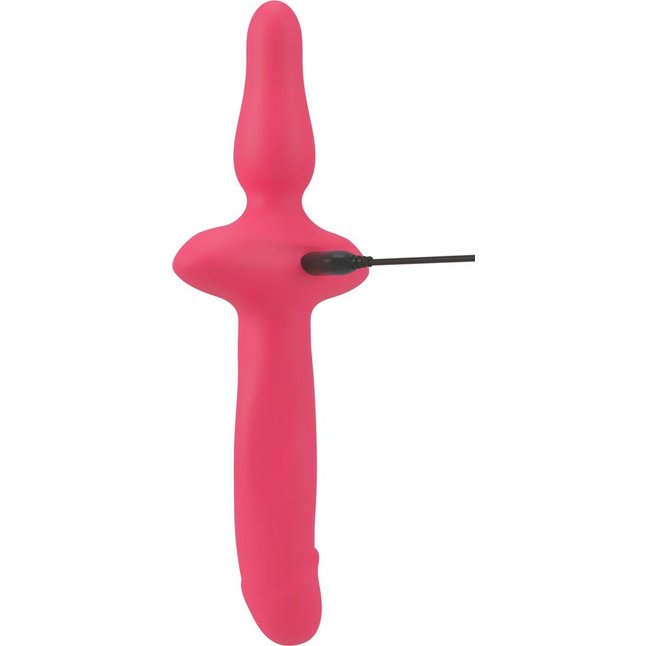Розовый двусторонний вибратор 2in1 Vibrator Butt Plug - Couples Choice. Фотография 7.