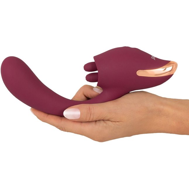Малиновый вибратор с подвижными язычками 2 Function Vibrator - 20,6 см - JAVIDA. Фотография 9.
