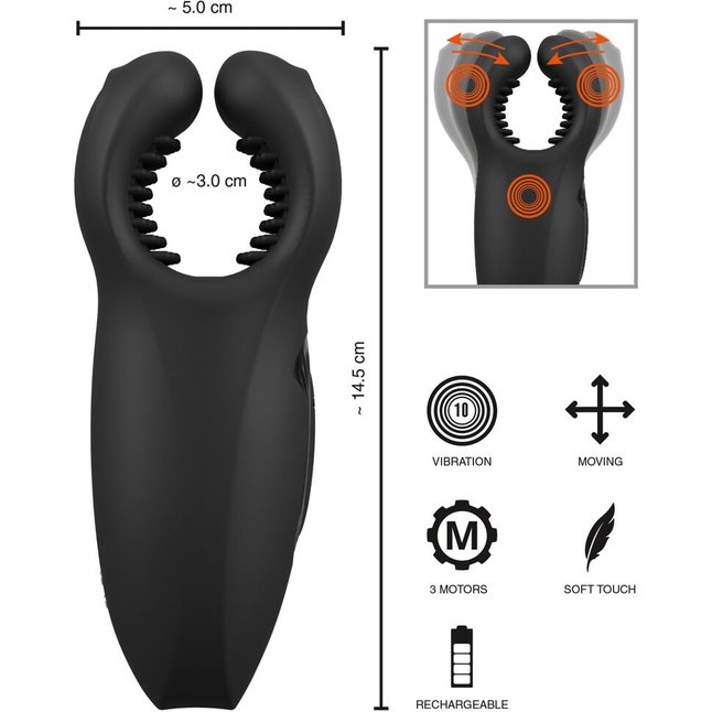 Мужской вибратор-стимулятор Man Wand with Vibration and Moving Wings - Rebel. Фотография 11.