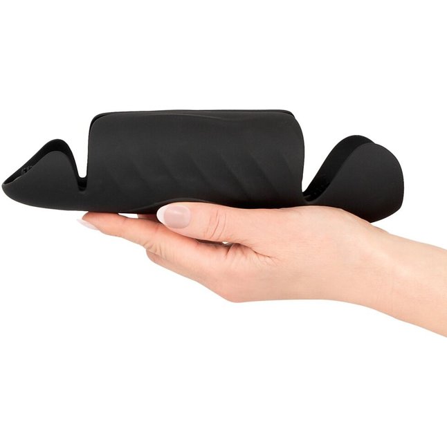 Черный вибромастурбатор с трехточечной стимуляцией Penis Trainer with 3 Point Stimulation - Rebel. Фотография 4.