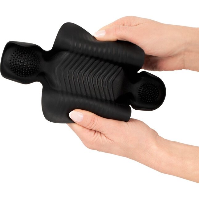 Черный вибромастурбатор с трехточечной стимуляцией Penis Trainer with 3 Point Stimulation - Rebel. Фотография 6.