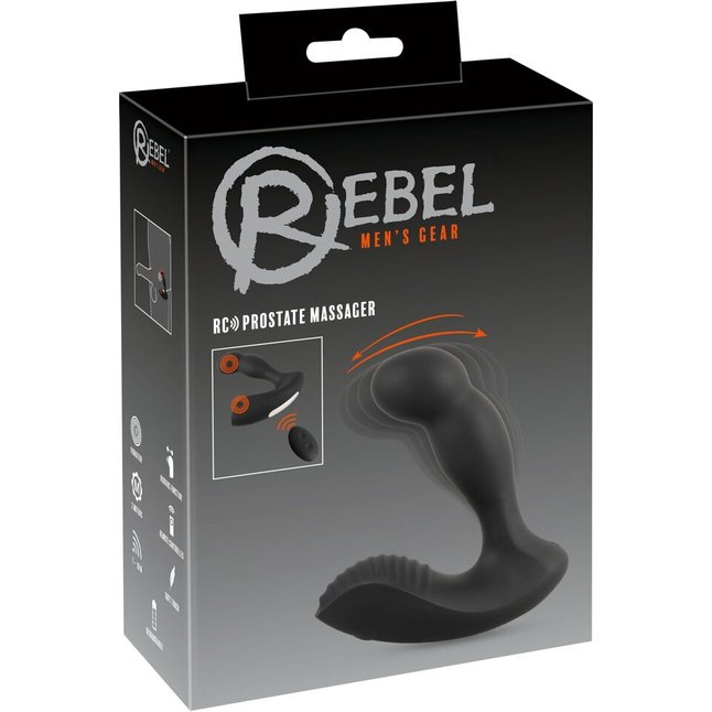 Черный вибростимулятор простаты RC Prostate Massager - 13,1 см - Rebel. Фотография 2.