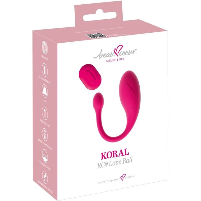 Розовое виброяйцо KORAL RC Love Ball - Beau coeur. Фотография 2.