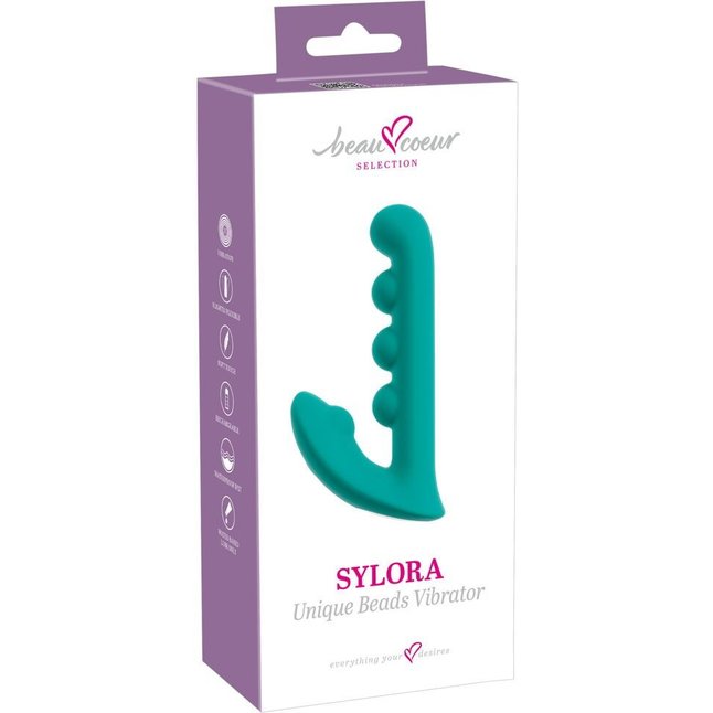 Зеленый вибратор SYLORA Unique Beads Vibrator - 17 см - Beau coeur. Фотография 2.