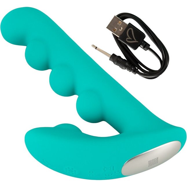 Зеленый вибратор SYLORA Unique Beads Vibrator - 17 см - Beau coeur. Фотография 7.