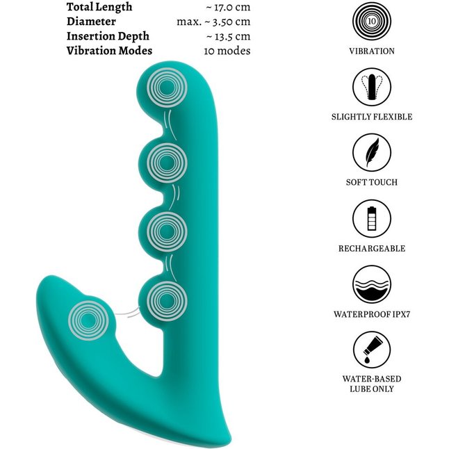 Зеленый вибратор SYLORA Unique Beads Vibrator - 17 см - Beau coeur. Фотография 8.