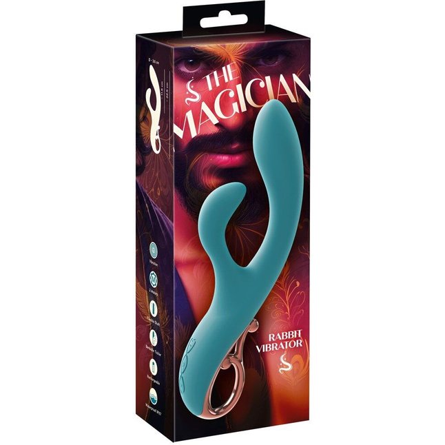 Бирюзовый вибратор-кролик The Magician Rabbit Vibrator - 22,5 см - You2Toys. Фотография 2.
