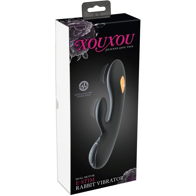 Черный вибратор-кролик с электростимуляцией E-Stim Rabbit Vibrator - 20,5 см - XOUXOU. Фотография 2.