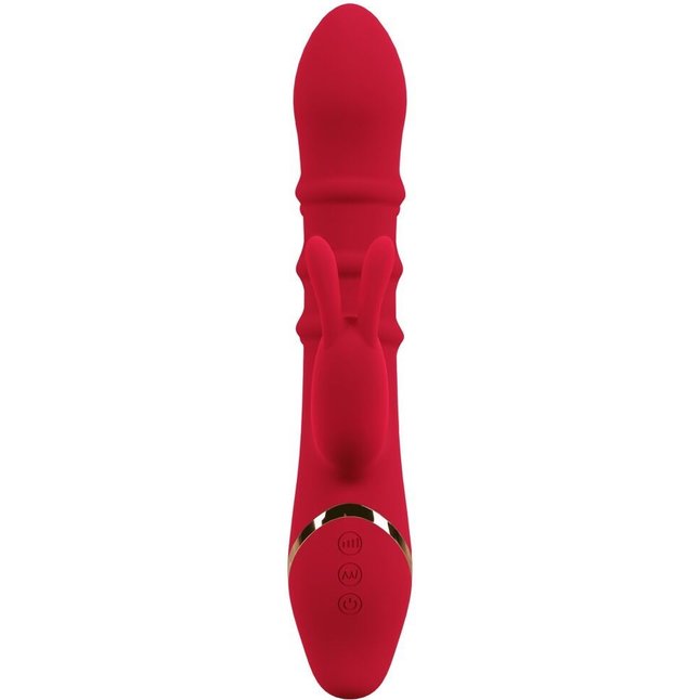 Красный вибратор-кролик с 3 подвижными кольцами Rabbit Vibrator with 3 Moving Rings - 23,7 см - You2Toys. Фотография 3.