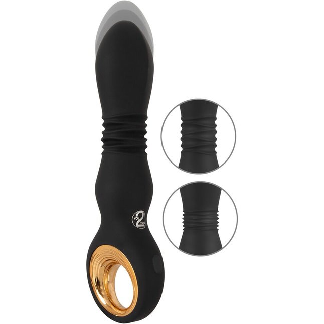 Черный вибратор с мощной поступательной стимуляцией Strong Thrusting Vibrator - Eternal. Фотография 3.