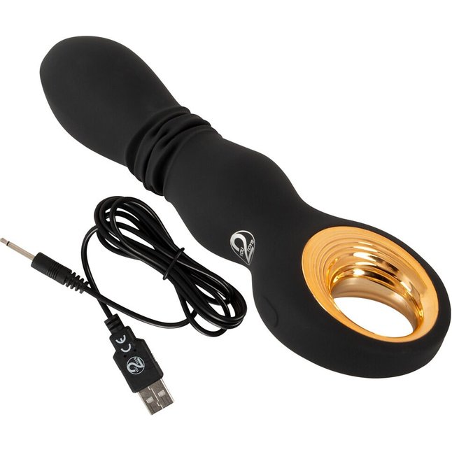 Черный вибратор с мощной поступательной стимуляцией Strong Thrusting Vibrator - Eternal. Фотография 6.