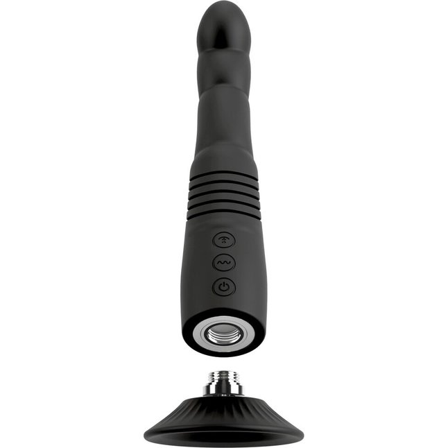 Черный вибратор с поступательными движениями G and P-Spot Thrusting Vibrator - 23 см - Couples Choice. Фотография 4.