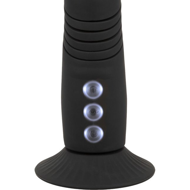Черный вибратор с поступательными движениями G and P-Spot Thrusting Vibrator - 23 см - Couples Choice. Фотография 8.