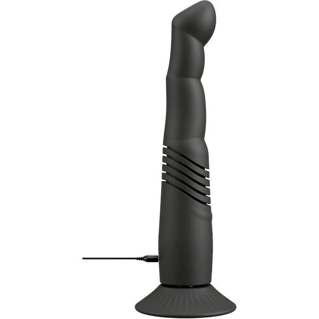 Черный вибратор с поступательными движениями G and P-Spot Thrusting Vibrator - 23 см - Couples Choice. Фотография 9.
